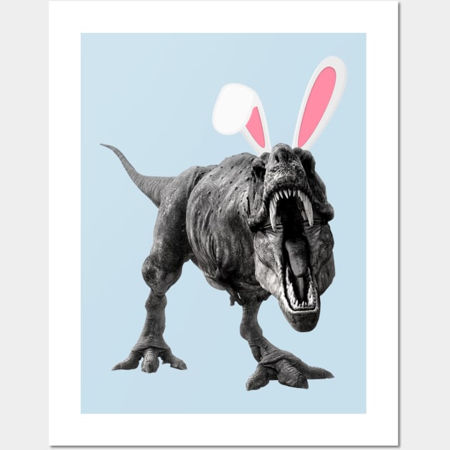 Easter T REX Bunny Ears Wall Art by Kristalclick 